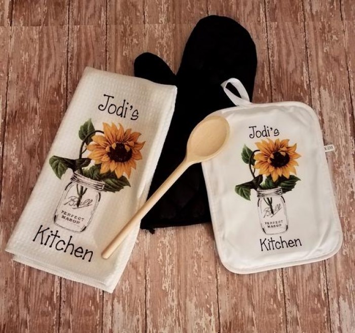 Sunflower Gift For Her: Set Of Dishtowels