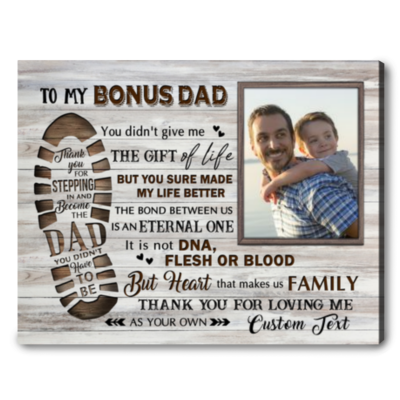 personalized to my bonus dad canvas wall art footprint canvas for father's day 01