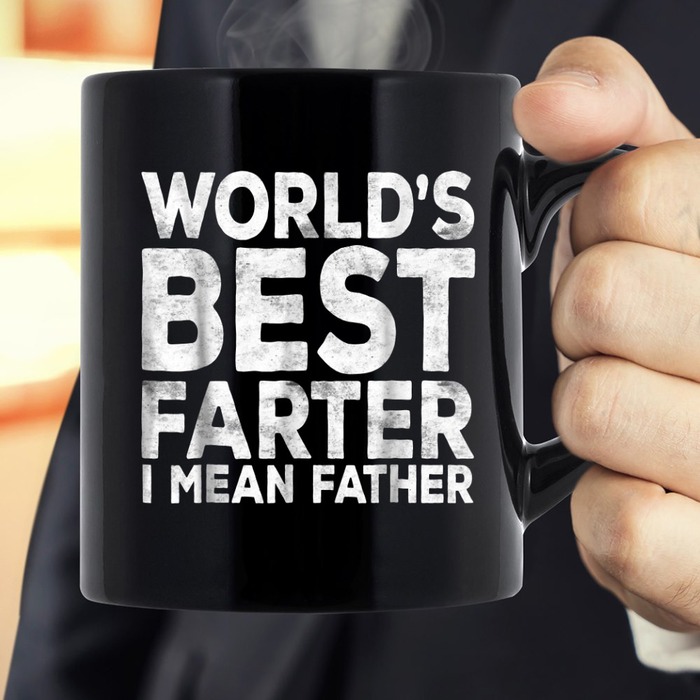 “World’s Best Farter, I Mean Father” Funny Coffee Mug