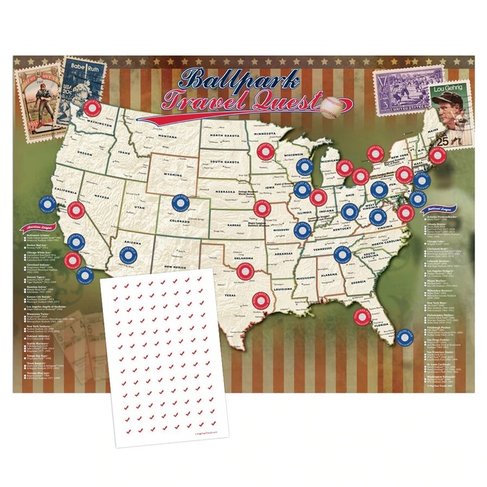 Comprehensive Guide For Him - Mlb Ballpark Traveler'S Map