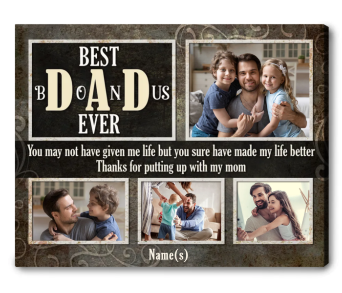 Father'S Day Gifts For Stepdads Father'S Day Gifts For Stepdads Who Play An Important Role In The Family - Personalized Flask - Stepdad Canvas Print From You And Your Mom