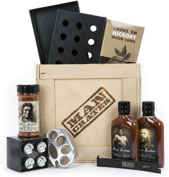 Cool Father's Day Gift For Stepdad - Grill Master Crate With Various Grilling Tools