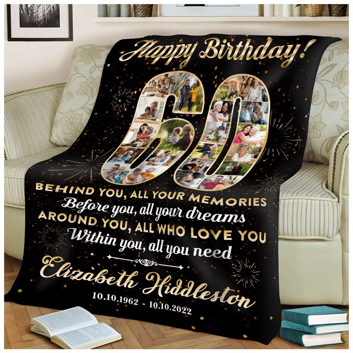 Best 60th Birthday Gift Idea - Photo Collage 60th Birthday Blanket
