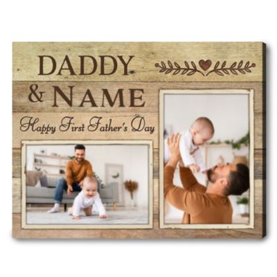 first father's day gift idea dad and baby customized canvas wall art 01