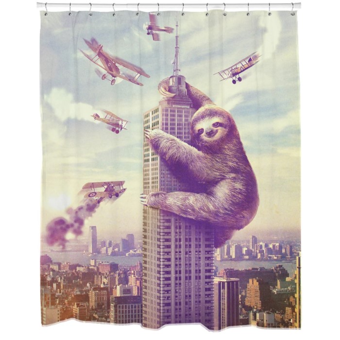 funny gifts for women: Sloth-Themed Shower Curtain