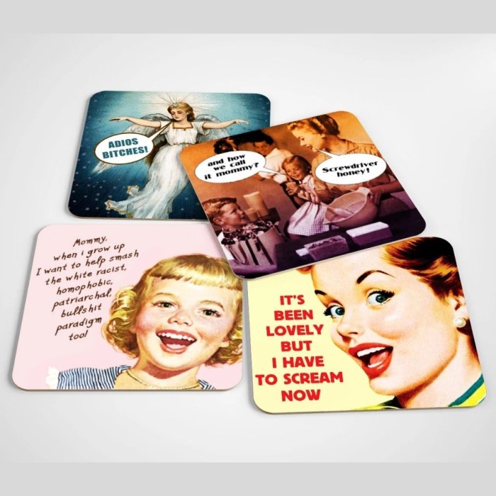funny gifts for a woman: Set Of Funny Coasters