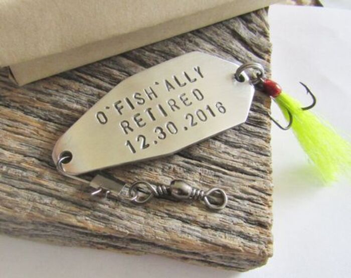 Retirement Gift for a Man or Woman Who Love to Go Fishing. Personalized  Fishing Lure With Retirement Date and Gift Packaging. Custom Crafted 