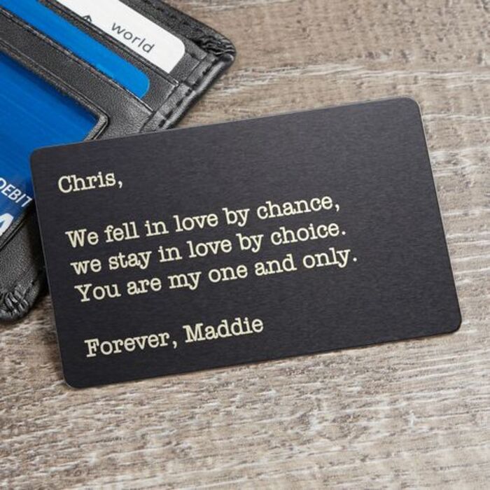 Message wallet insert: sentimental retirement gifts for men