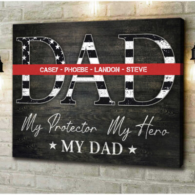 Gift For Firefighter Dad Customized Firefighter Gift For Him Canvas Print