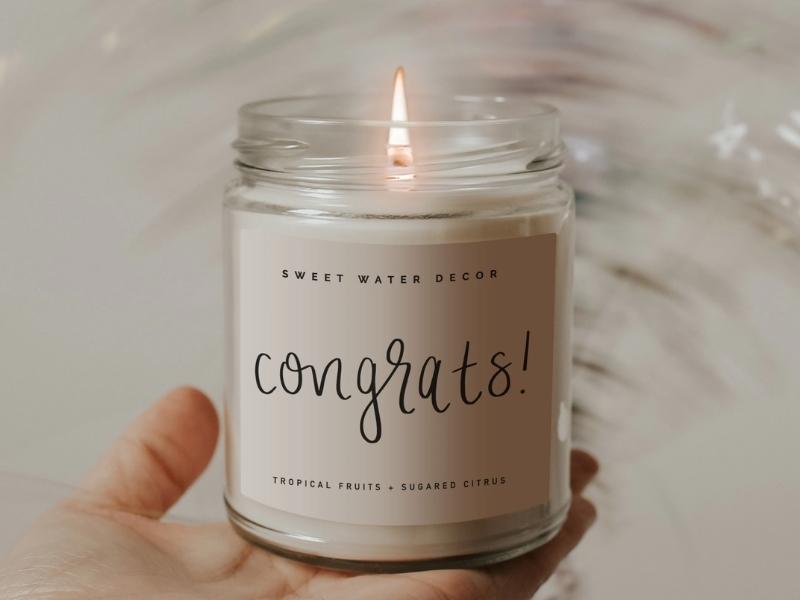 Congratulations Candle for engagement gifts for best friend