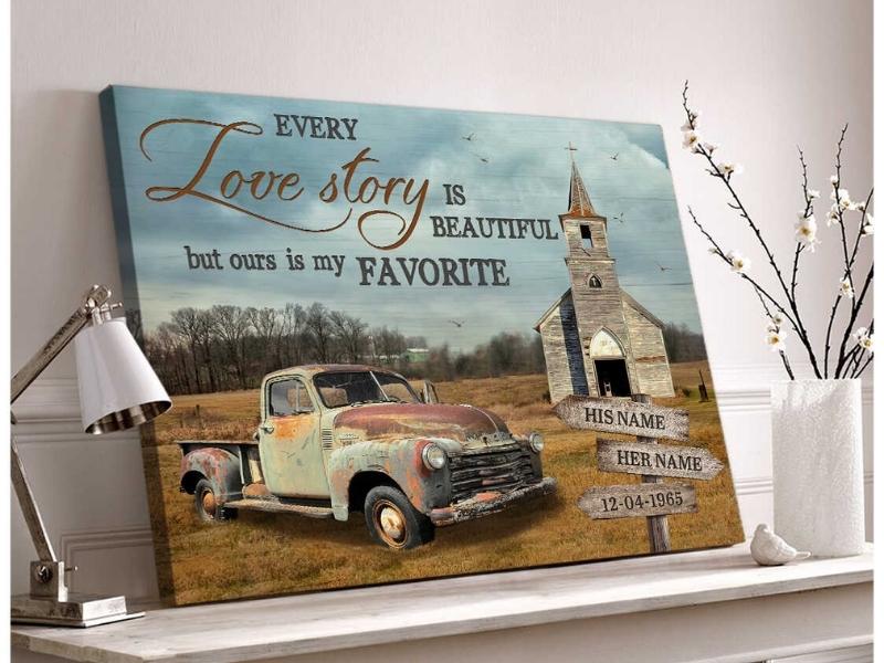 Every Love Story Is Beautiful Farmhouse Oh Canvas