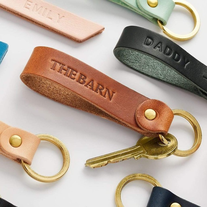 cheap Father’s Day gift - Personalised Leather Debossed Keyring