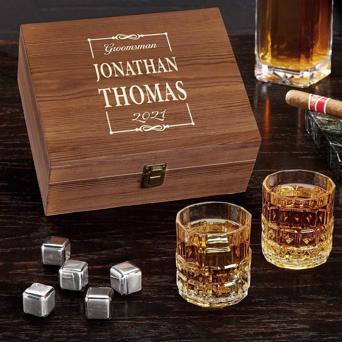 Mantello Whiskey Stones Gift Set for Men - Whiskey Glass Set of 2 with  Stainless Steel Whiskey Stones - Whiskey Gifts for Men, Whisky Glasses and