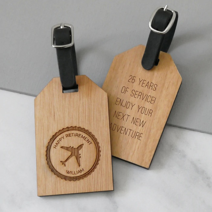 Luggage tag: personalized retirement gift for man