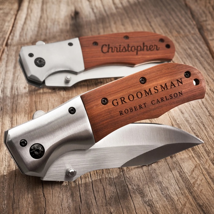 Engraved pocket knife gift for a retired man