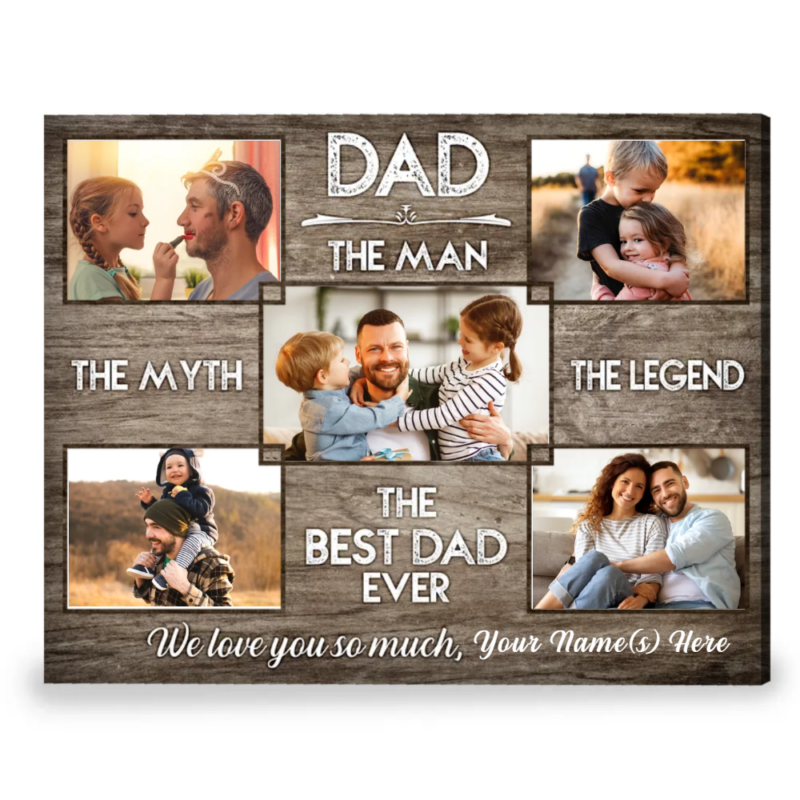 Father’s Day gift for boyfriend - “The best dad ever” Photo Collage Canvas Print