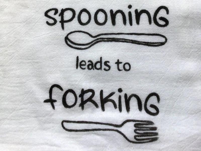 Spooning Forking Dish Towel for joke engagement gifts
