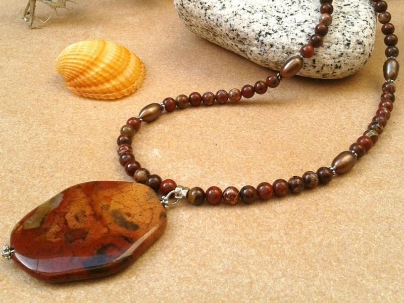 Red Jasper Necklace For The 42Nd Wedding Anniversary Gift