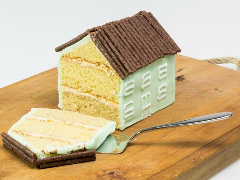 A House-Shaped Cake For The 42Nd Anniversary Gift 