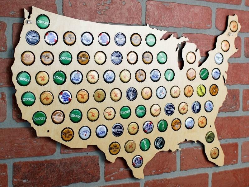 Beer Cap State Map for the father's day gift for uncle