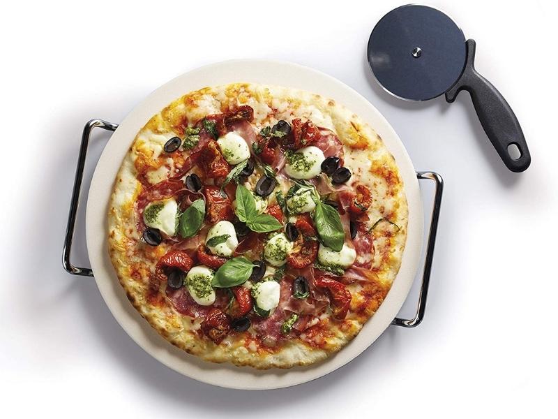 Ceramic Pizza Stone and Pizza Cutter Wheel