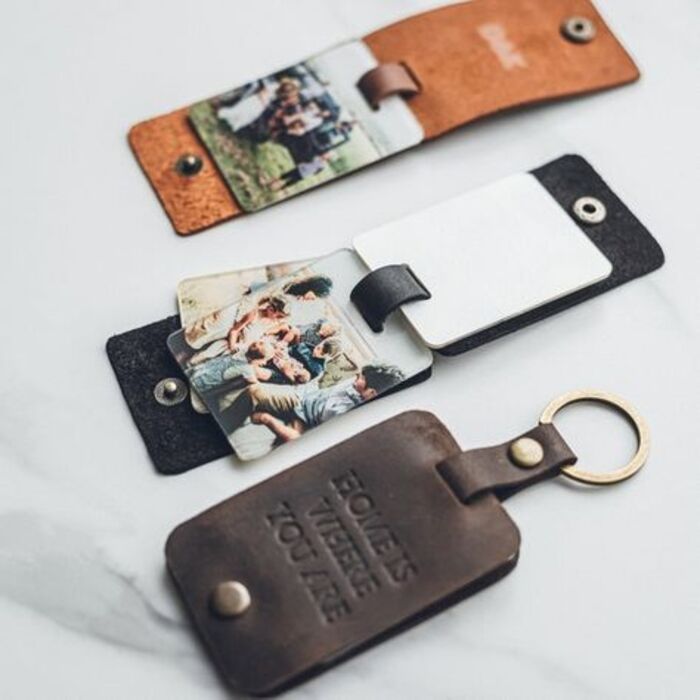 Photo leather keychain: unique gift for brother on Father's Day