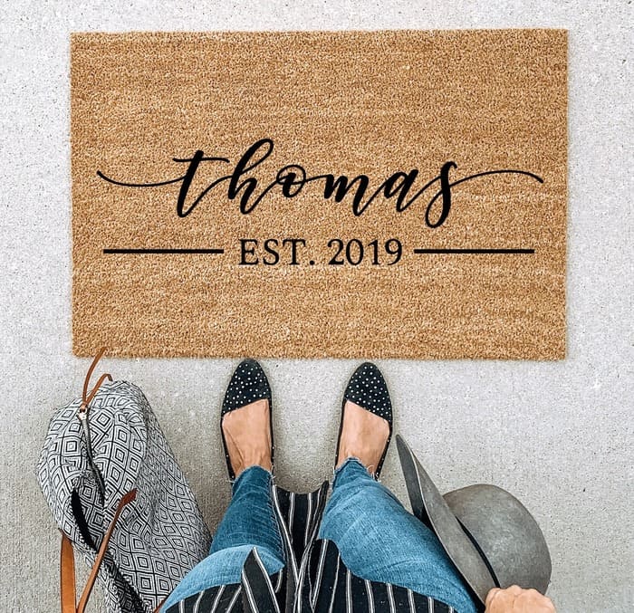 engagement gifts for her - Last Name Doormat
