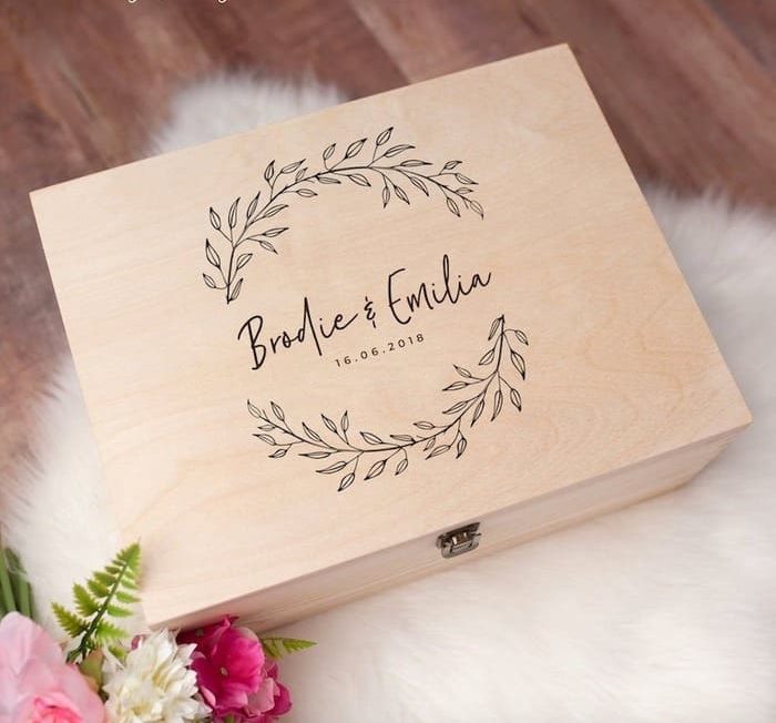 engagement gifts for bride - Wooden Keepsake Box
