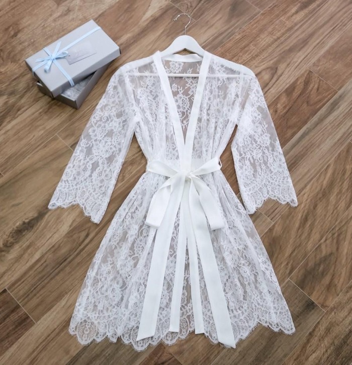 Unique Engagement Gift For Her - Lace Bridal Robe