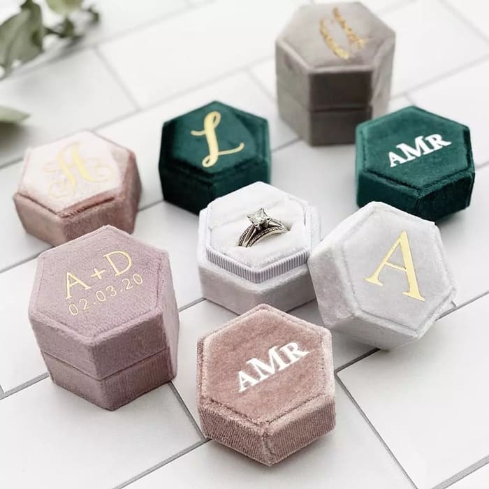 engagement gift ideas for bride to be - Custom velvet ring box