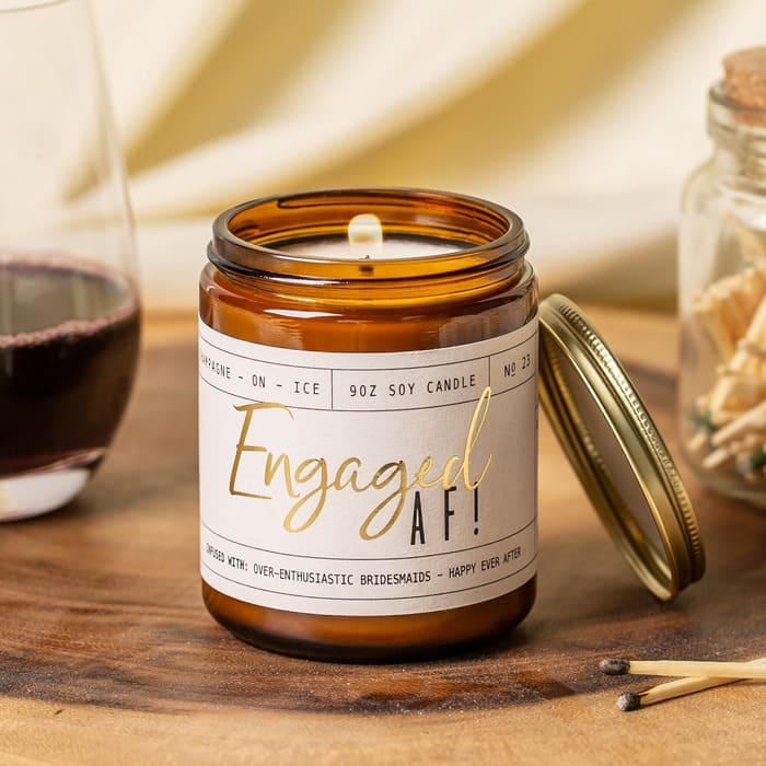bride to be engagement gifts - Engaged AF Candle for date night