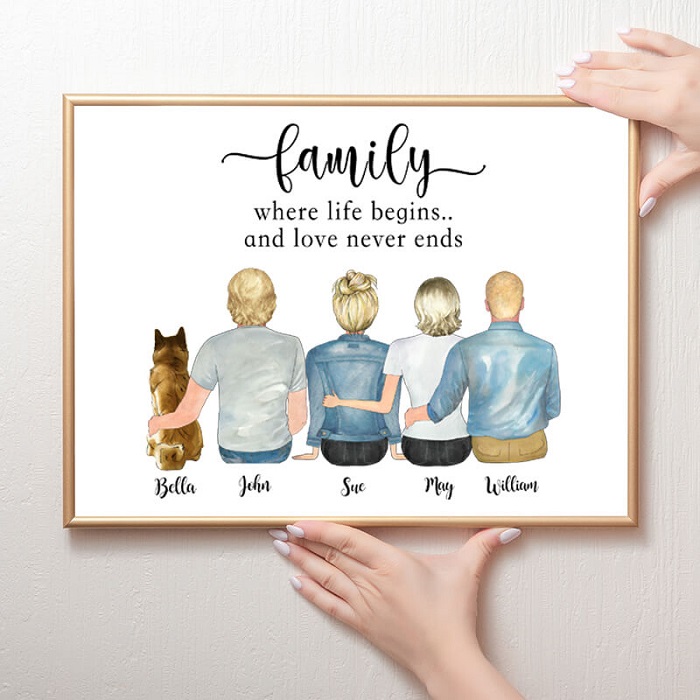 Gift Ideas For Dad From Daughter - Customized Family Print 