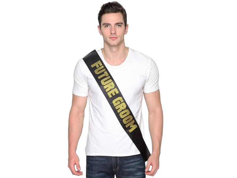 Black Satin Future Groom Sash - engagement gifts for a gay couple