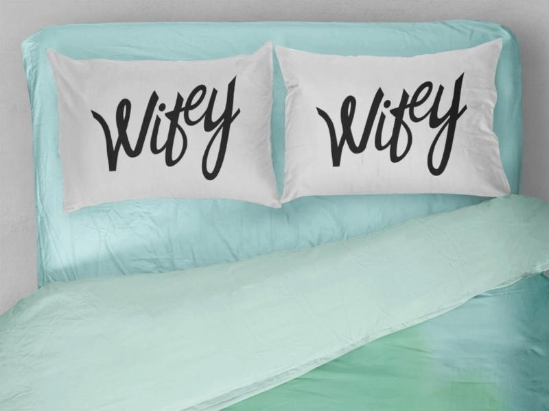 Wifey Pillows Cases - engagement gifts for male gay couple
