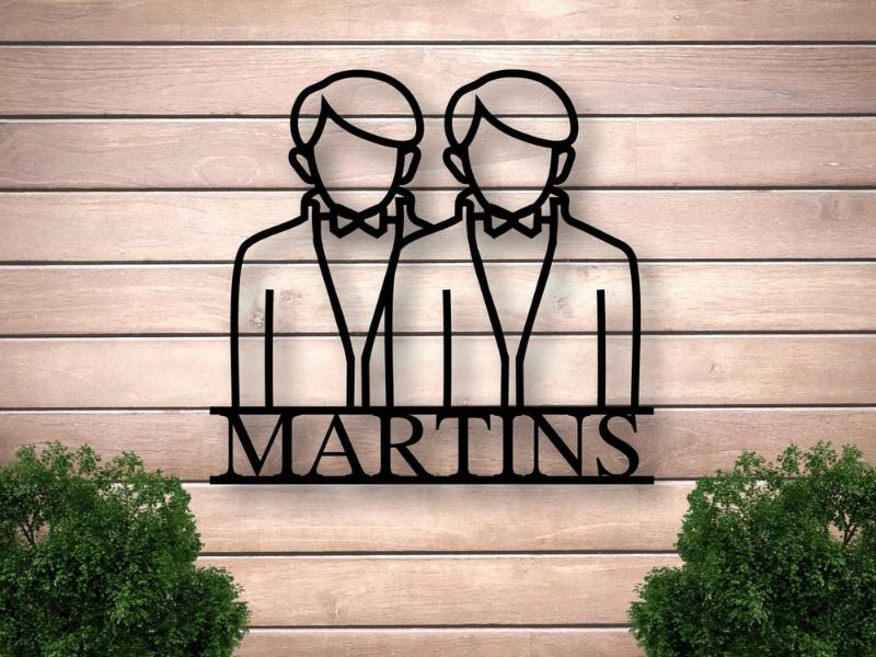 Mr. and Mr. Metal Wall Art - engagement gifts for gay couples