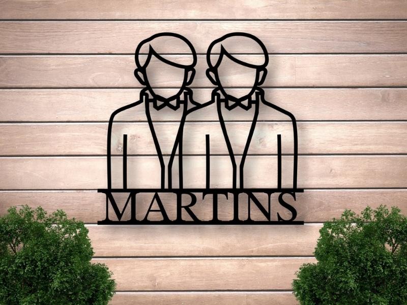 Mr. And Mr. Metal Wall Art - Engagement Gifts For Gay Couples