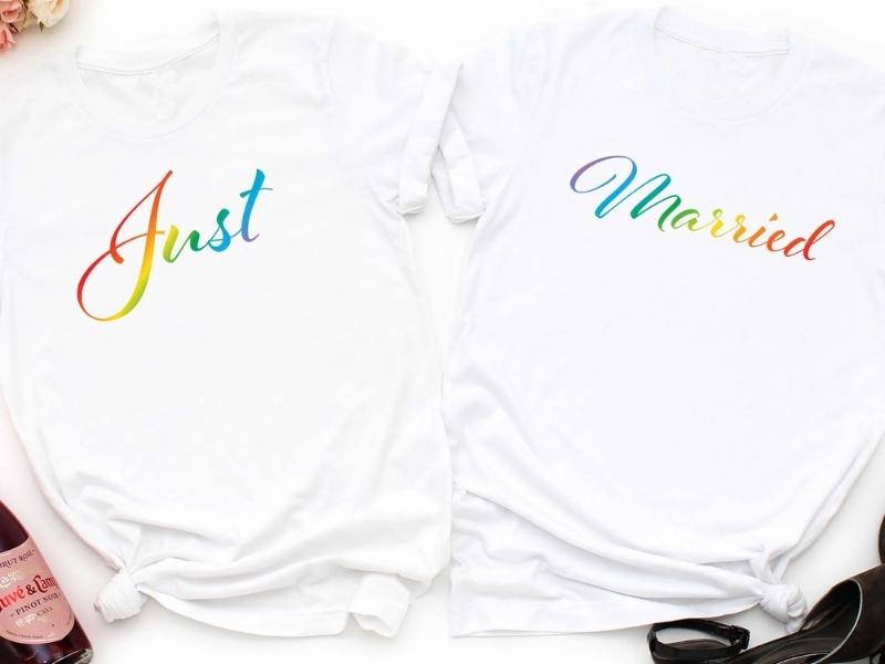 Lgbtq+ Just Married Shirts - Engagement Gifts For Gay Couples