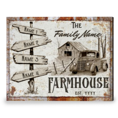 Farmhouse Sign Personalized Names Sign Canvas Print Unique Gift For A Family