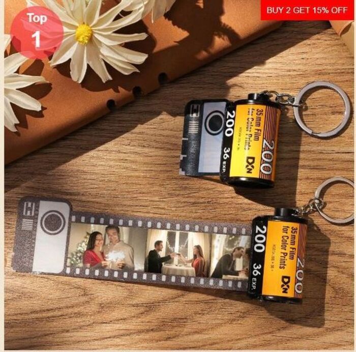 Camera roll keychain: cute custom gifts for dad 
