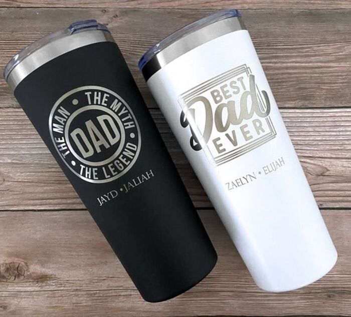 Stainless steel tumblers - cool personalized gifts for dad from daughter