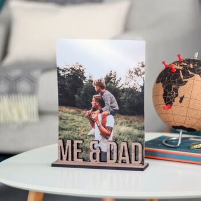 Wooden photo holder: touching personalized gifts for dad from daughter