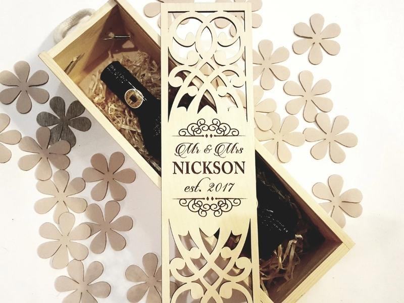 Personalized Wooden Wedding Wine Box - Lesbian Engagement Gifts