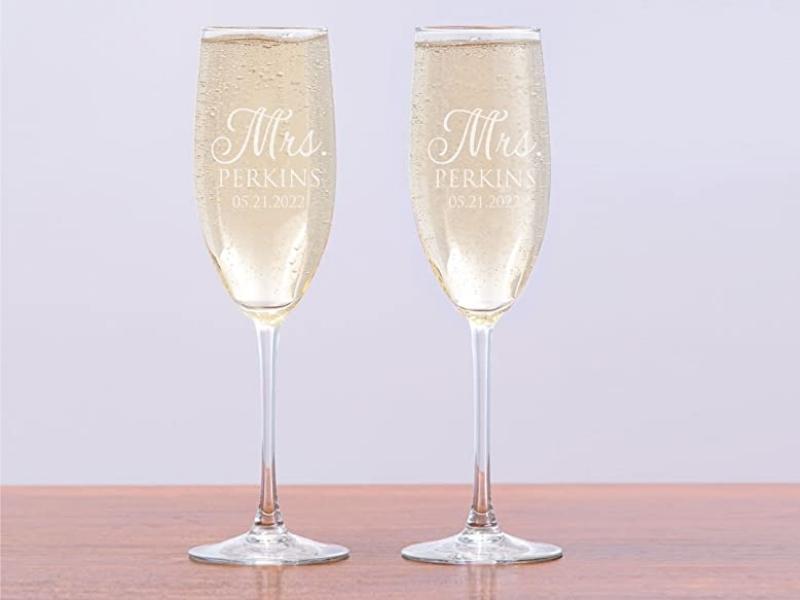 Personalized Champagne Glasses - lesbian engagement gifts