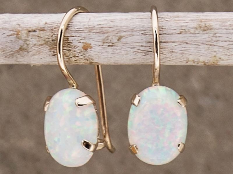 14K Gold Opal Earrings - 43rd anniversary gifts for her