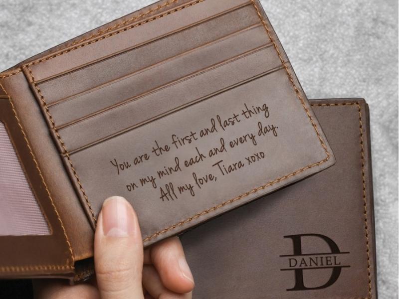 Personalized Mens' Wallet - 43rd anniversary gift for husband