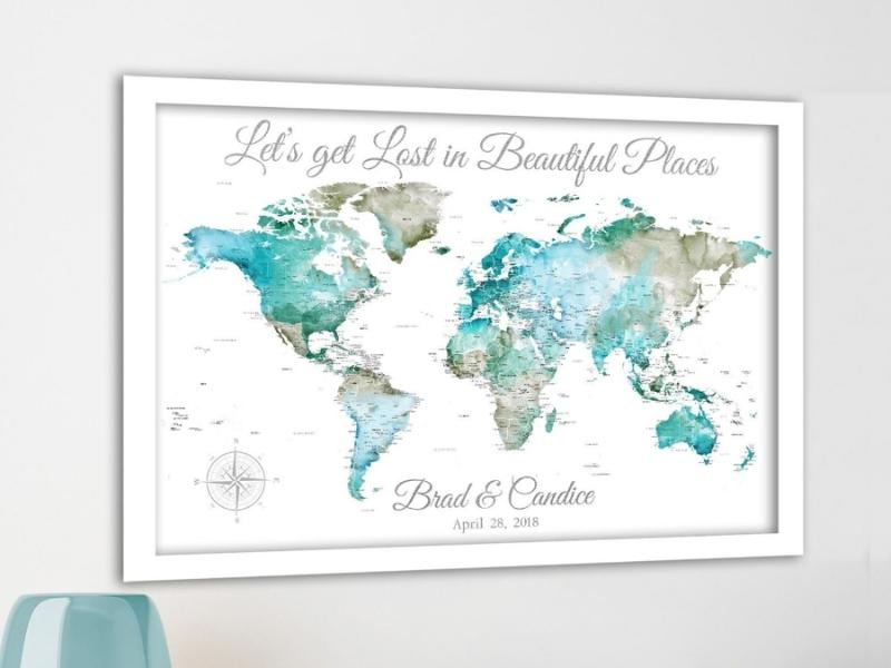 Personalized Anniversary Pushpin World Map - 43rd anniversary gift