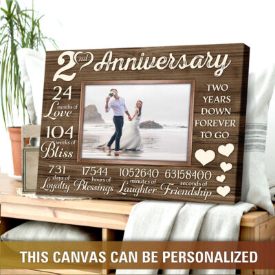 2nd wedding anniversary gift idea for wife customized gift for couple canvas wall art 03