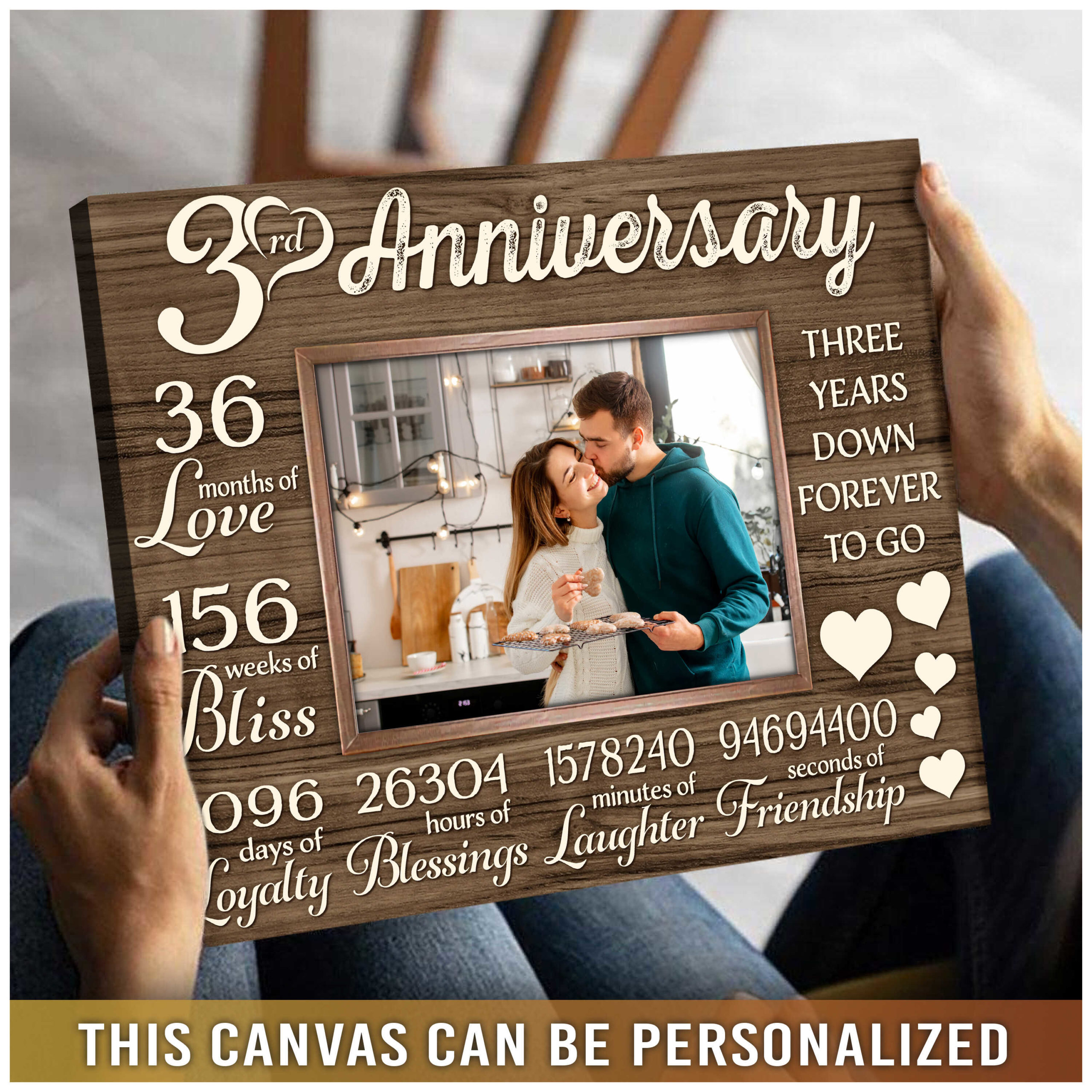 3rd wedding anniversary gift for husband personalized photo canvas wall art 02
