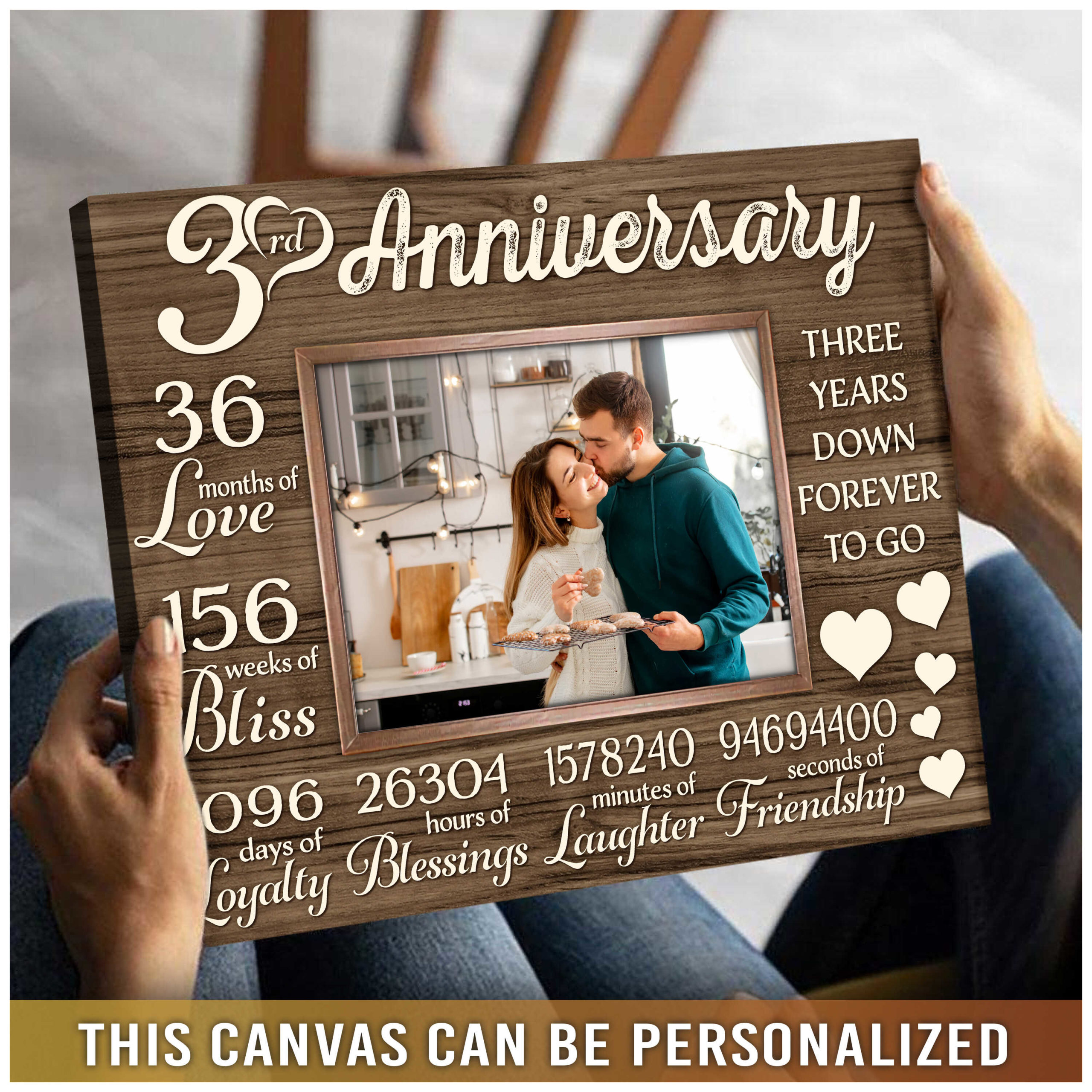 Third Anniversary Wedding Gift 3 Year Anniversary Gift For Couple