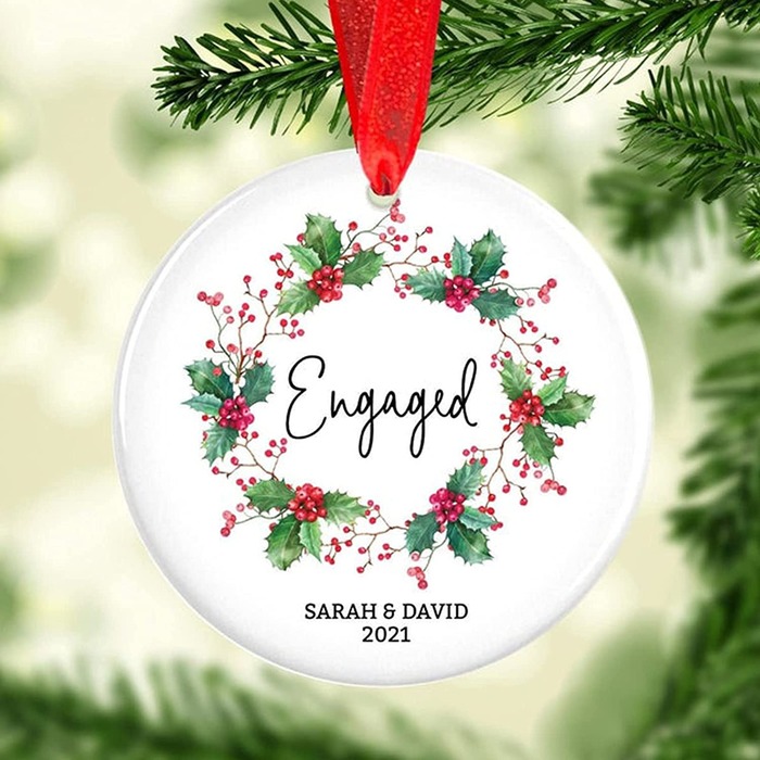 Engagement Gift Ideas For Sister - Personalized Engagement Ornament